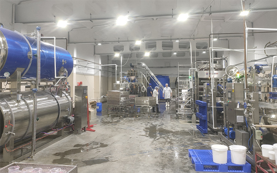 Linha de produção de popping boba (pérolas de fruta) na Rússia