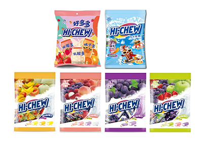 Amostras de balas de goma embaladas